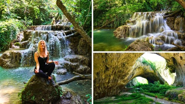 Cascadele Krushuna din Bulgaria, peisaj natural cu ape turcoaz, vegetatie luxurianta si trasee turistice, excursie organizata din Bucuresti